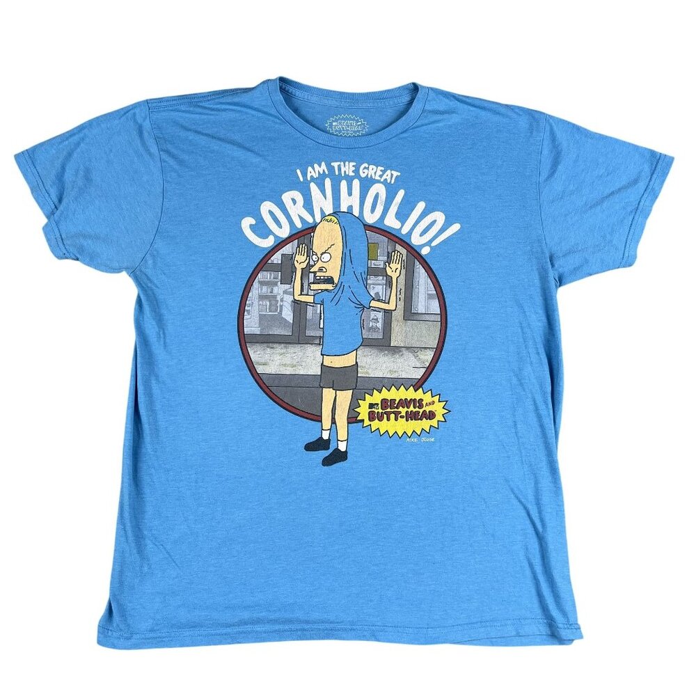 Beavis & Butt-Head I Am the Great Cornholio Blue T-Shirt Sz XL‎